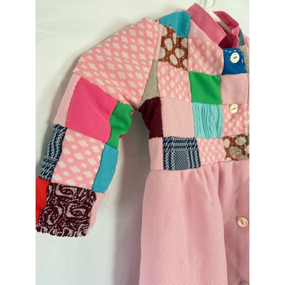 Vintage Handmade Patchwork Quilt Dress Polyester Knits Girls Toddler 2/3T - Picture 3 of 12